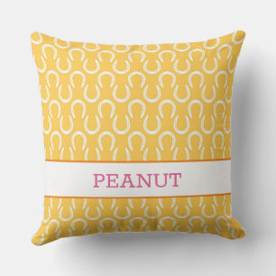 Horseshoes Horse NAME Pet PHOTO  Keepsake Yellow Throw Pillow