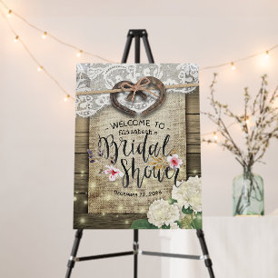 Horseshoes Hydrangea Country Bridal Shower Welcome Foam Board
