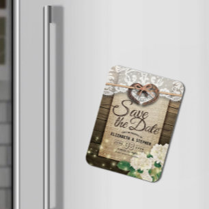 Horseshoes Hydrangea Country Wedding Save The Date Magnet