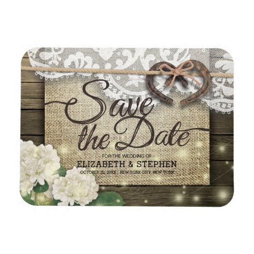Horseshoes Hydrangea Country Wedding Save The Date Magnet