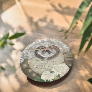 Horseshoes Hydrangea Flowers Rustic Wedding Shower Paper Plates