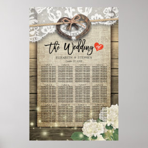 Horseshoes Hydrangea Wood Wedding Seating Charts