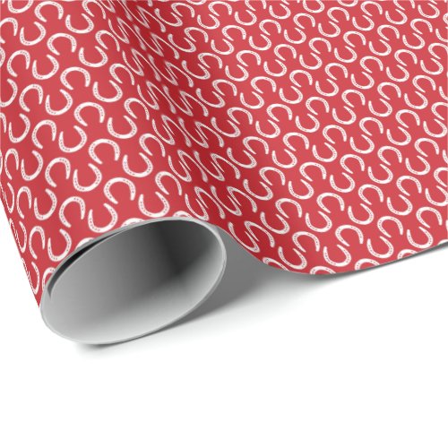 Horseshoes I Love Horses Red White Timeless Sweet Wrapping Paper