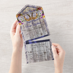 Horseshoes & Lace Gettin' Hitched Wedding All In One Invitation