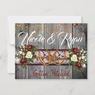 Horseshoes & Lace Gettin' Hitched Wedding Invite