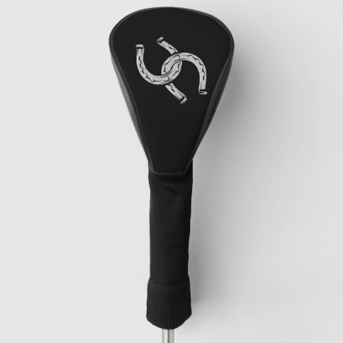 Horseshoes on Black Golf Head Cover