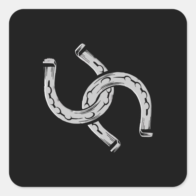 Horseshoes on Black Square Sticker (Front)