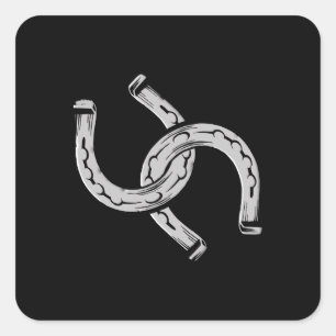 Horseshoes on Black Square Sticker