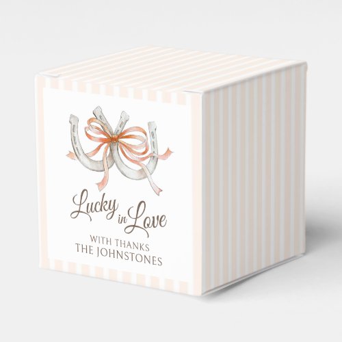 Horseshoes orange ribbon watercolor wedding favor boxes