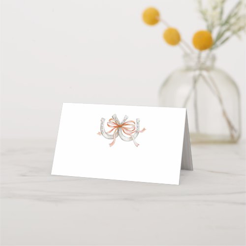 Horseshoes orange ribbon watercolor wedding place card