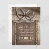 horseshoes rustic country save the date postcards (Front/Back)