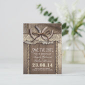 horseshoes rustic country save the date postcards (Standing Front)