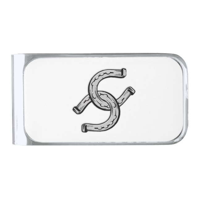 Horseshoes Silver Finish Money Clip (Front)
