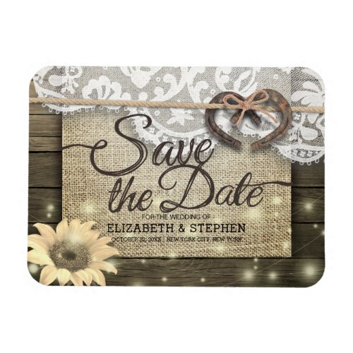 Horseshoes Sunflower Country Wedding Save The Date Magnet