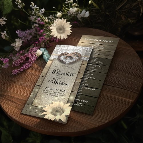 Horseshoes Sunflower Wood Country Wedding Programs