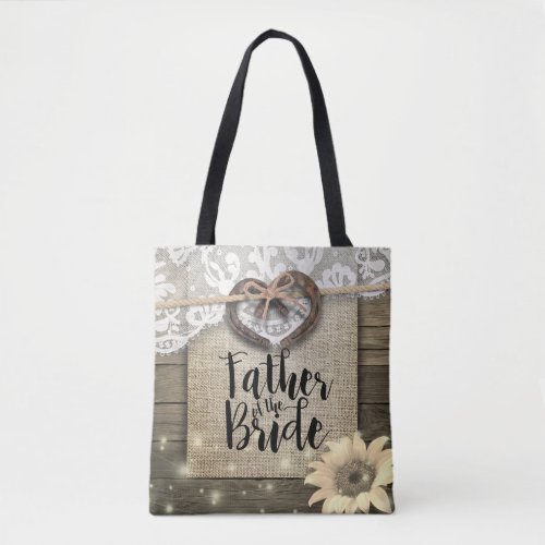 Horseshoes Sunflowers Wedding Father of the Bride Tote Bag