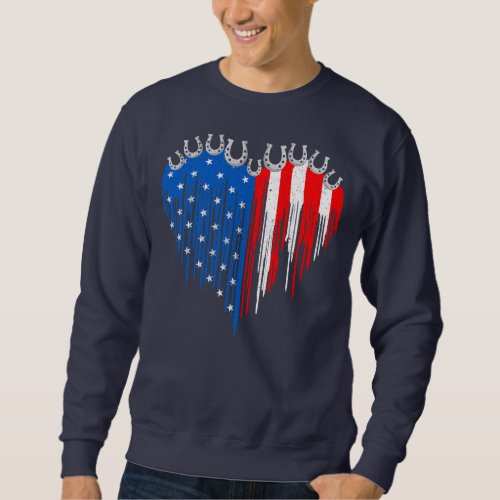 Horseshoes USA Flag Heart American Independence Sweatshirt