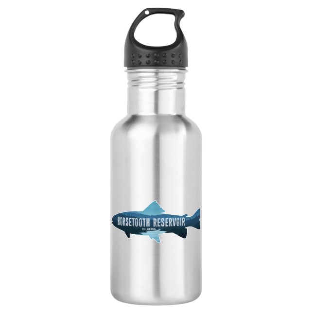 Horsetooth Reservoir Colorado Fish Stainless Steel Water Bottle (Front)