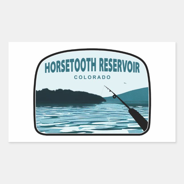 Horsetooth Reservoir Colorado Fishing Rod Rectangular Sticker (Front)