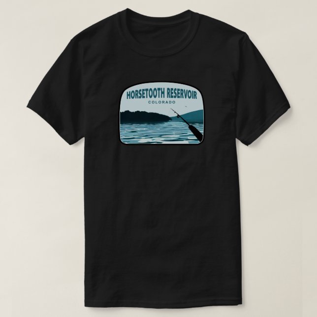 Horsetooth Reservoir Colorado Fishing Rod T-Shirt (Design Front)
