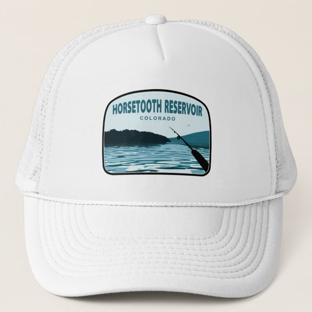 Horsetooth Reservoir Colorado Fishing Rod Trucker Hat (Front)