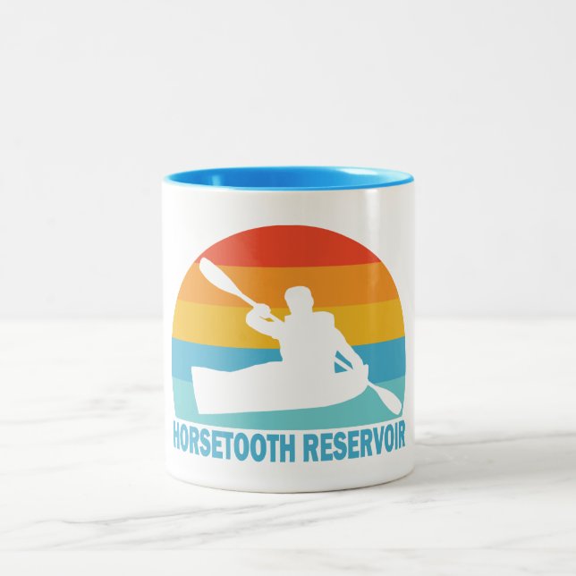 Horsetooth Reservoir Colorado Kayak Two-Tone Coffee Mug (Center)