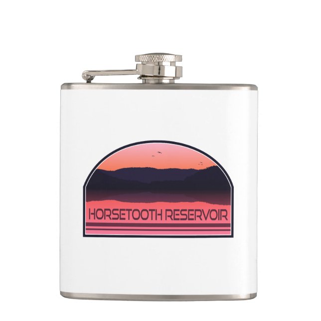 Horsetooth Reservoir Colorado Red Sunrise Flask (Front)