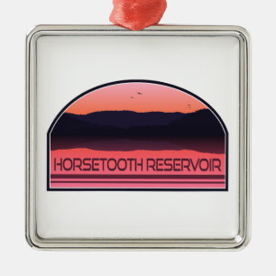 Horsetooth Reservoir Colorado Red Sunrise Metal Ornament