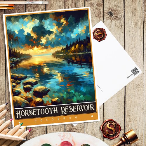 Horsetooth Reservoir Colorado  Vintage Painting Postcard