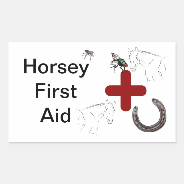 horsey first aid rectangular sticker (Front)