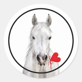 Horsey Wishes Valentine's Day Classic Round Sticker by ZazzleHolidays at Zazzle