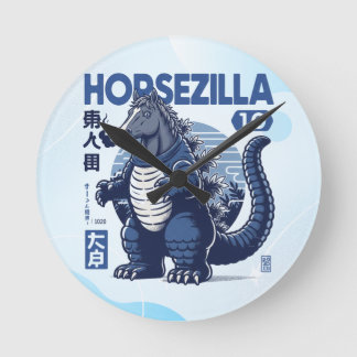 Horsezilla Shirt | Giant Monster Horse Art | Epic  Round Clock