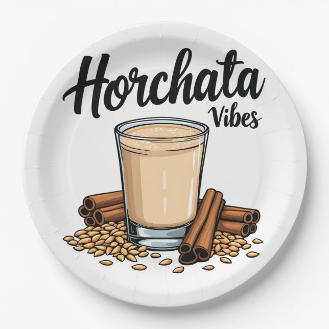 Hortacha Vibes Spanish Mexican Drink Lovers Paper Plates (Front)