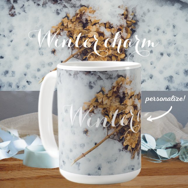 Hortensia flower on the snow coffee mug (Creator Uploaded)