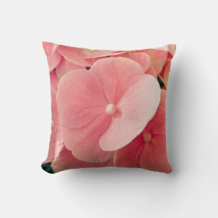Hortensia Hydrangea pink pastel flowers floral Throw Pillow