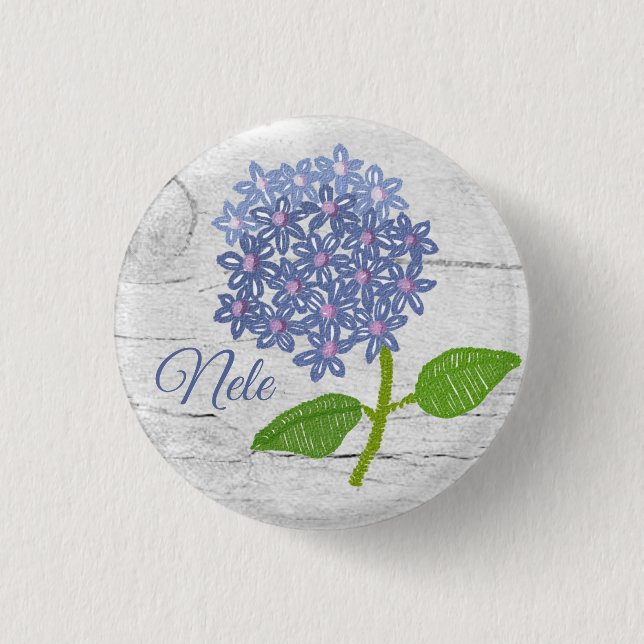  Hortensie, personalisiert  Button (Front)