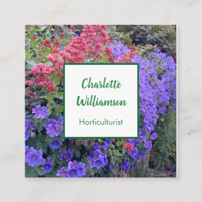 Horticulturist Floral Square Business Card (Front)