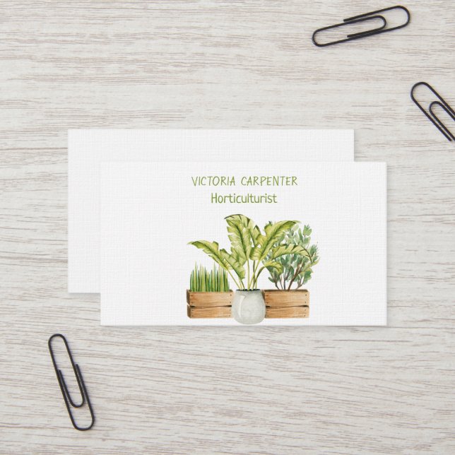 Horticulturist Green Plants Business Card (Front/Back In Situ)