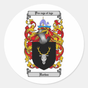 HORTON FAMILY CREST -  HORTON COAT OF ARMS CLASSIC ROUND STICKER