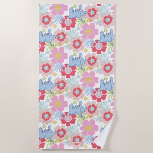 Horton Hears A Who  Pastel Flower Pattern Beach Towel