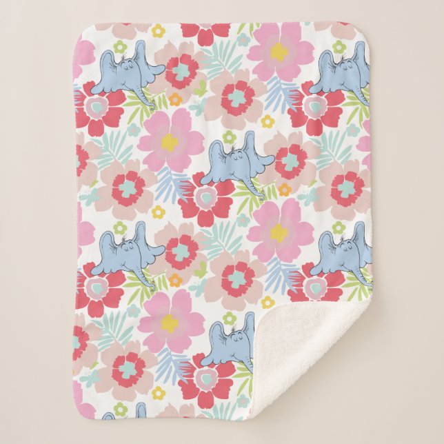 Horton Hears A Who | Pastel Flower Pattern Sherpa Blanket (Front)