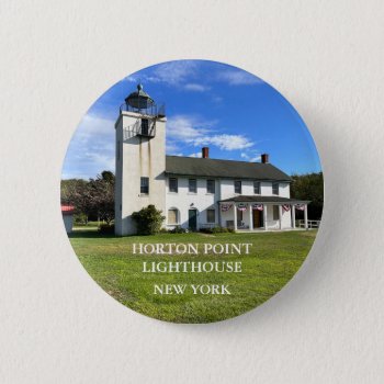 Horton Point Lighthouse  New York Button by LighthouseGuy at Zazzle