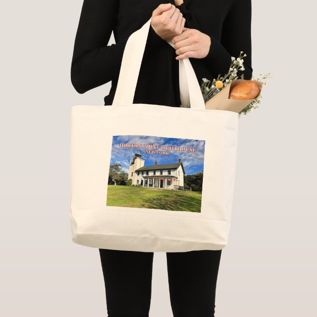 Horton Point Lighthouse New York Large Tote Bag (Front (Product))