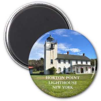 Horton Point Lighthouse  New York Round Magnet by LighthouseGuy at Zazzle