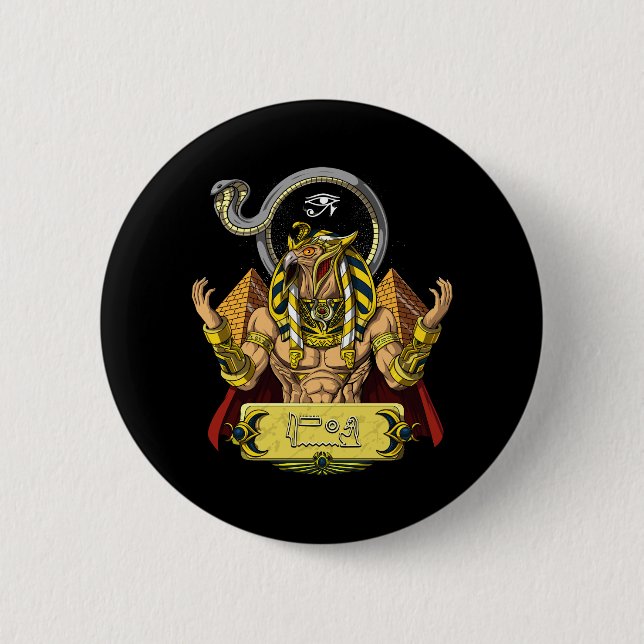 Horus Egyptian God Ra Pyramids Ancient Mythology Button (Front)