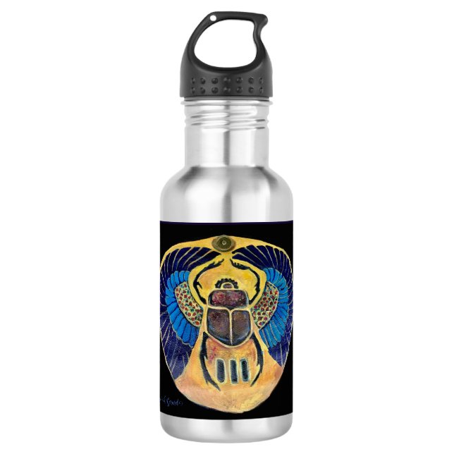 Horus Hawk Falcon Scarab Egypt Maureen Girard Stainless Steel Water Bottle (Front)