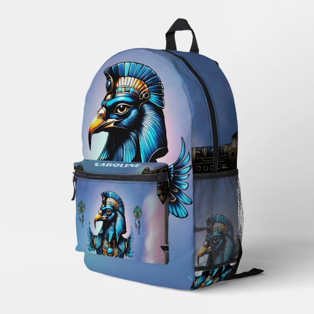 Horus the egyptian falcon god. printed backpack (Back Corner Right)