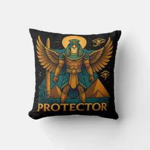 Horus the Protector – Bold Ancient Egyptian Falcon Throw Pillow