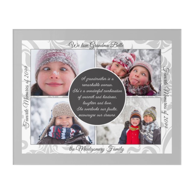 HORZ Grandma 4 Photo Message Loving Memory Acrylic Acrylic Print (Front)