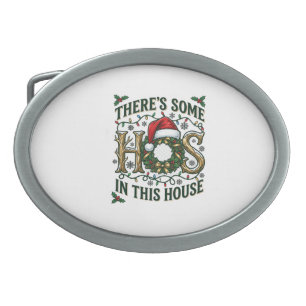 Hos House Christmas Wreath Santa Hat Lights Belt Buckle
